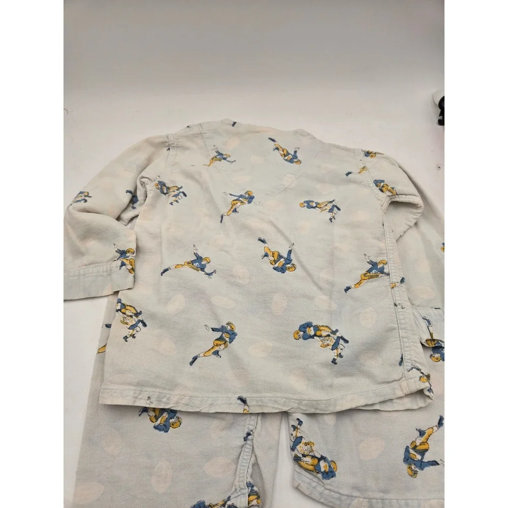 Vintage Sull Craft Kids Cream Football Print Cotton Pajama Set Top Pants